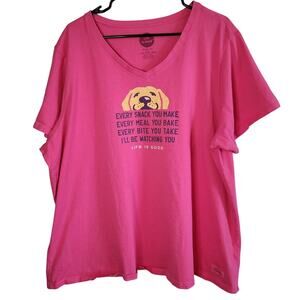 Life is Good Crusher Tee Womens XXXL Dog Evry Bite You Take I'll Be Watching You